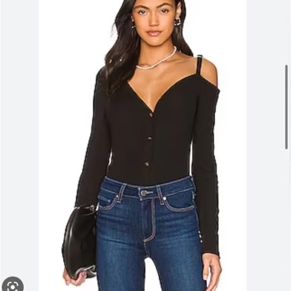 PAIGE Black Long Sleeve Cut Out Top